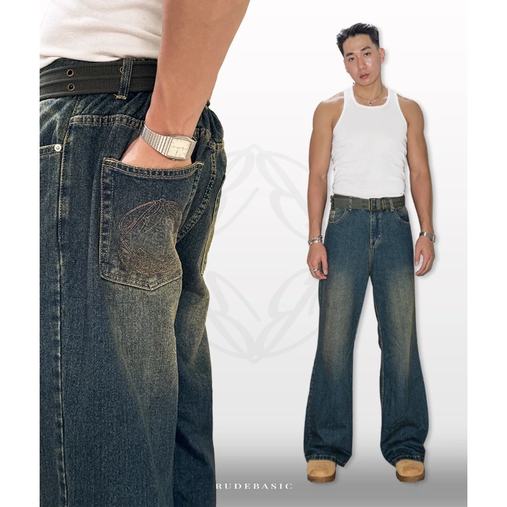 Vintage Blue Monogram Semi Flare Jeans