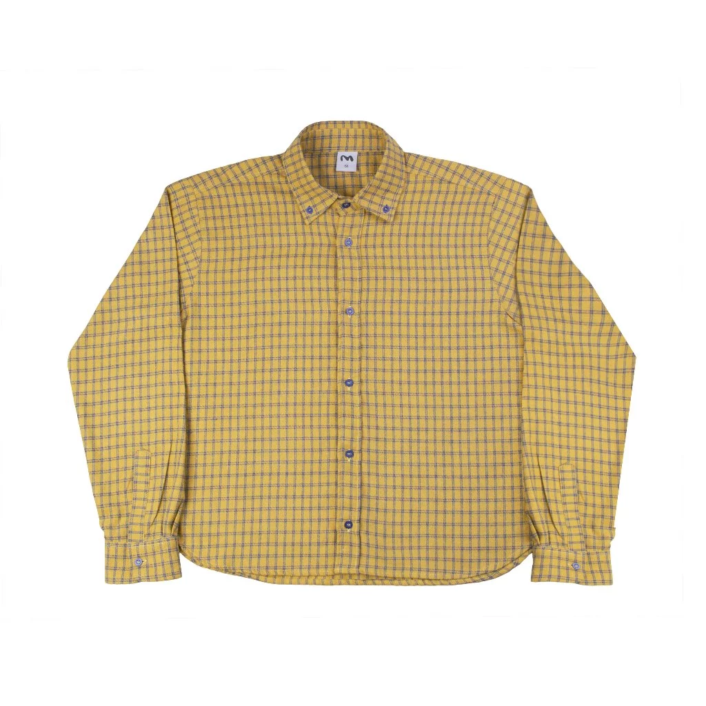 Long Sleeve Plaid Shirt Yellow